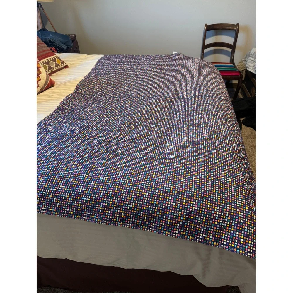 Handmade Geometric Triangle‎ Patchwork Quilt Colorful Polka Dot Reverse Blanket